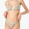 Gestreifter, gehäkelter Triangel-Bikini für Damen