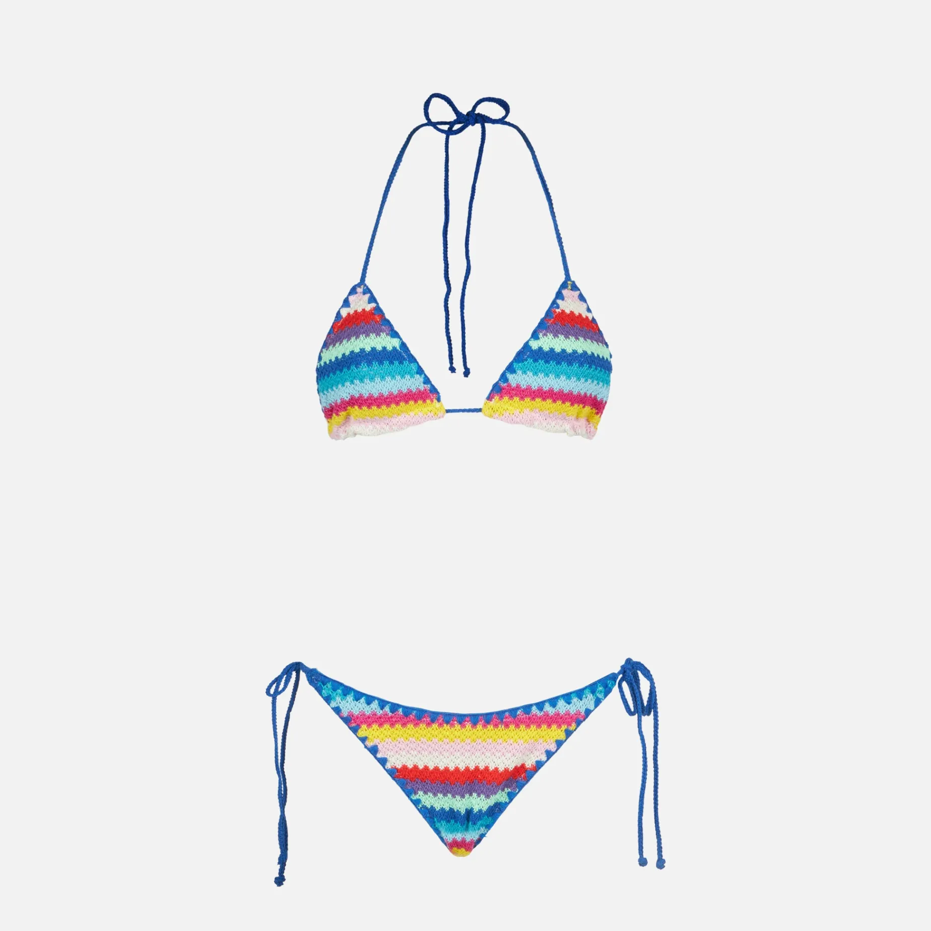 Gestreifter, gehäkelter Triangel-Bikini für Damen