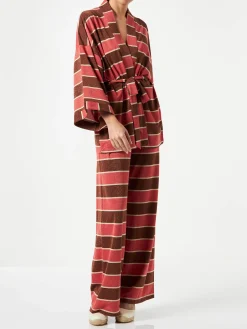 Gestreifter gestrickter Kimono-Cardigan