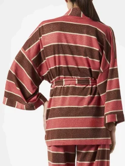 Gestreifter gestrickter Kimono-Cardigan