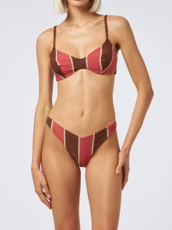 Gestreifter Lurex-Bralette-Bikini für Damen May Romy