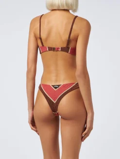 Gestreifter Lurex-Bralette-Bikini für Damen May Romy