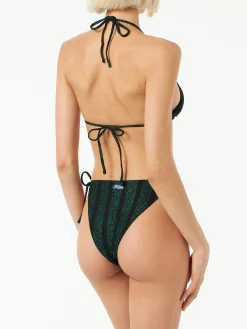Gestreifter Triangel-Bikini für Damen aus Lurex