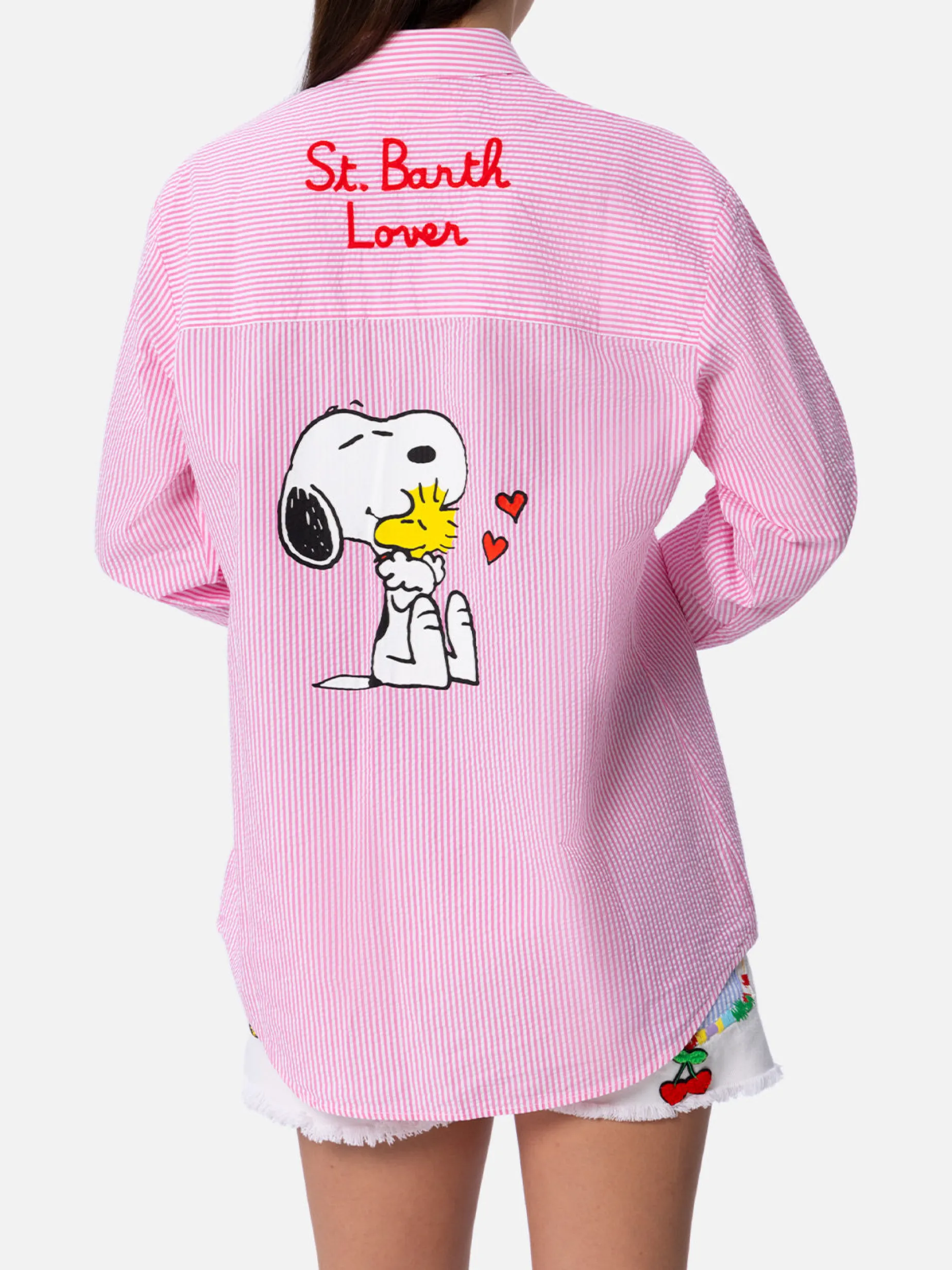 Gestreiftes Baumwoll-Overshirt für Damen Brigitte | SNOOPY PEANUTS SONDEREDITION