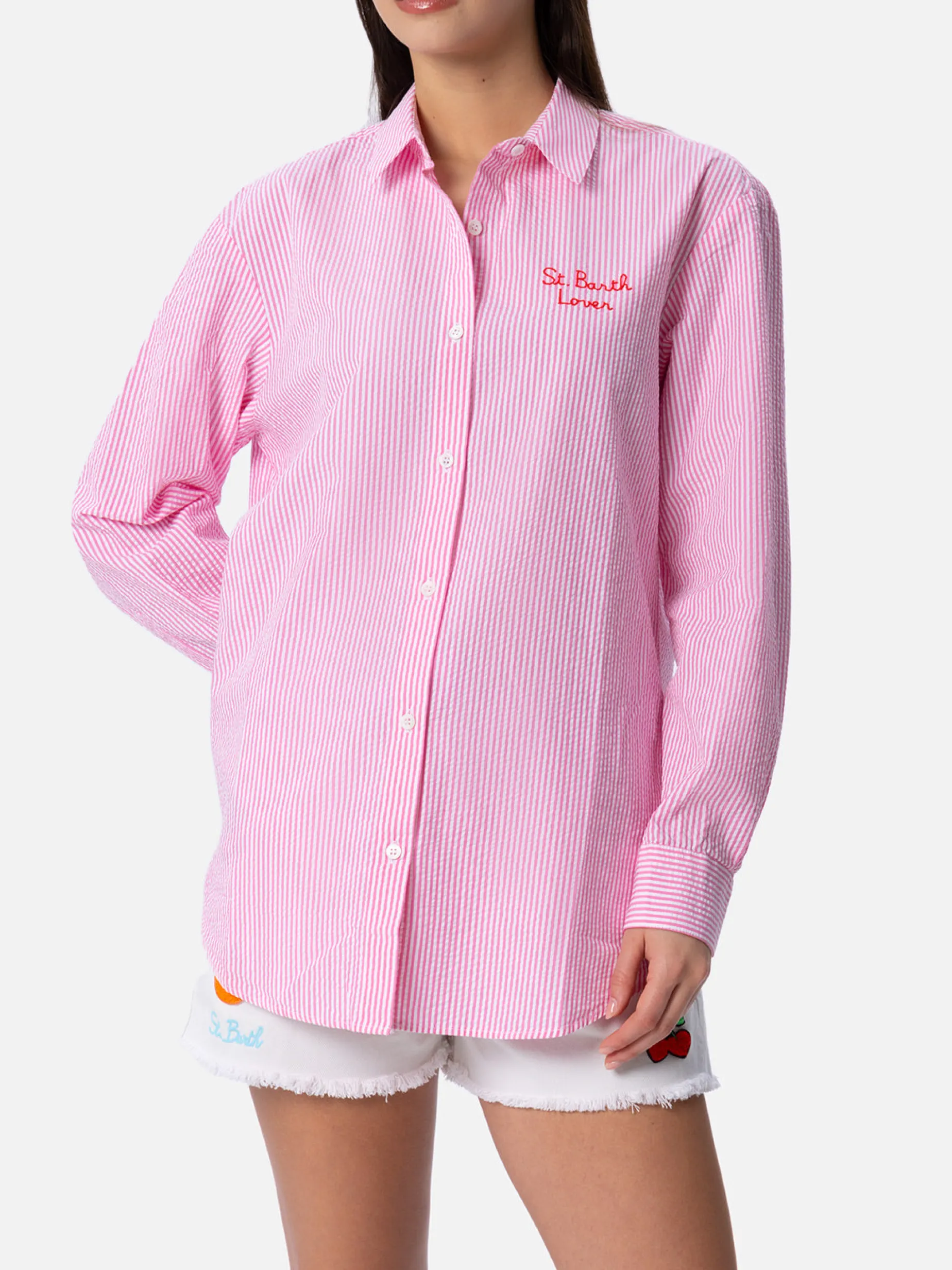 Gestreiftes Baumwoll-Overshirt für Damen Brigitte | SNOOPY PEANUTS SONDEREDITION
