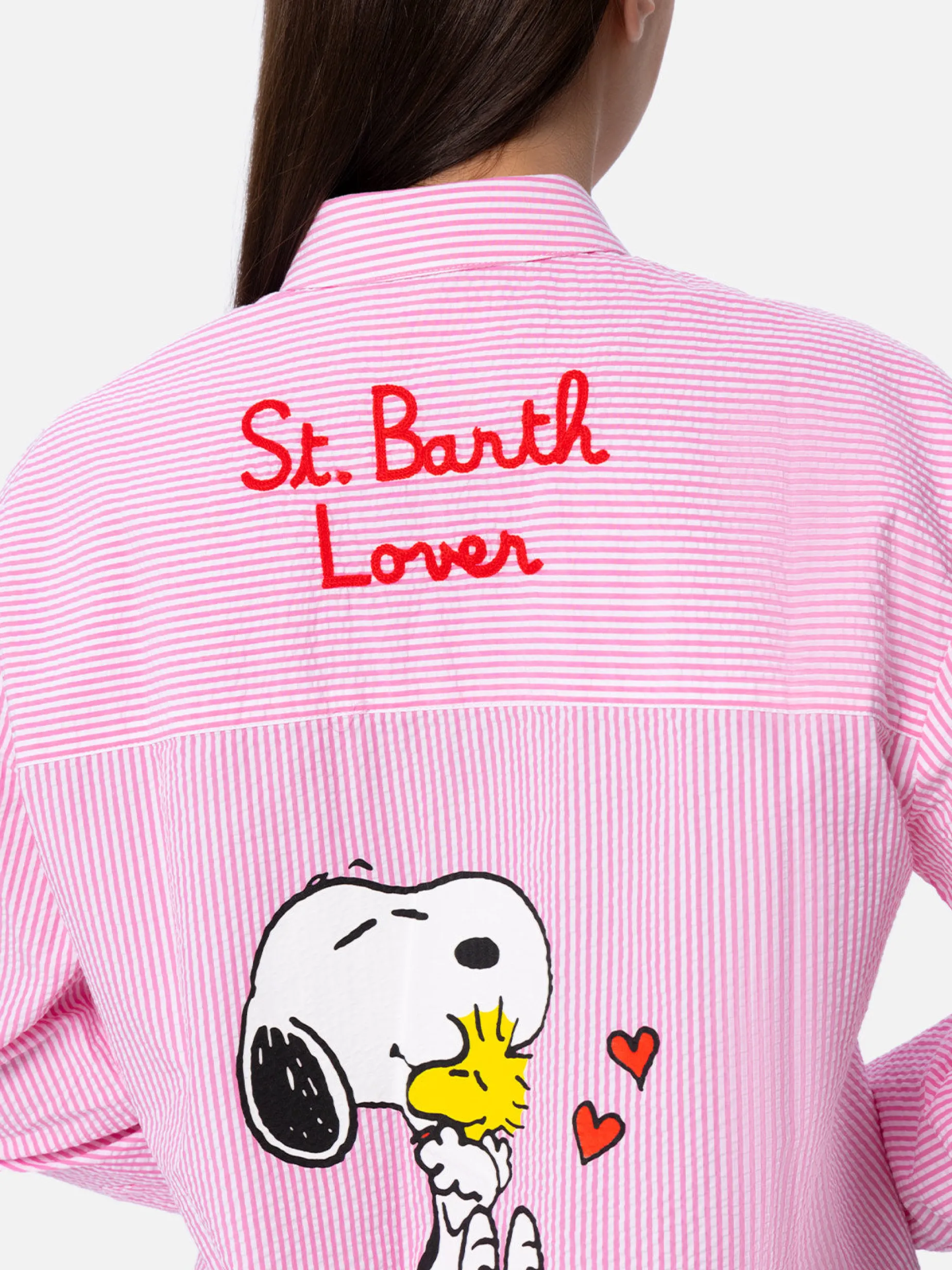 Gestreiftes Baumwoll-Overshirt für Damen Brigitte | SNOOPY PEANUTS SONDEREDITION