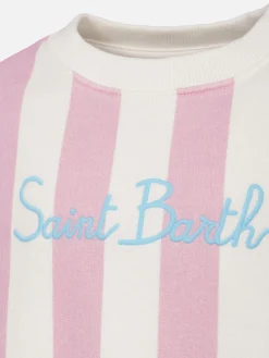 Gestreiftes Mädchen-Sweatshirt Briony mit Saint-Barth-Stickerei