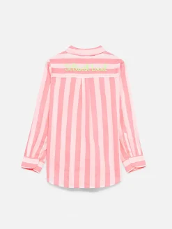 Gestreiftes Mini-Brigitte-Shirt mit St. Barth Local-Stickerei