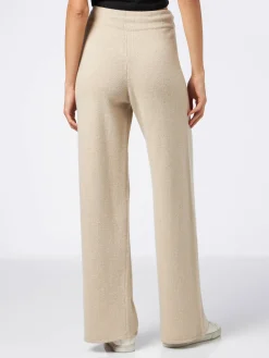 Gestrickte beige Palazzo-Hose