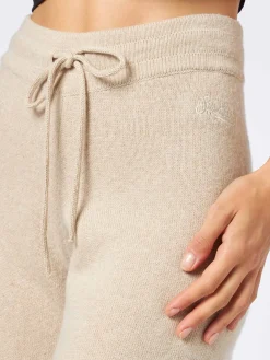 Gestrickte beige Palazzo-Hose