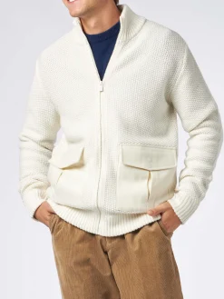Gestrickte Bomberjacke für Herren mit Filztaschen