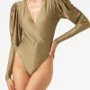 Gestrickte glitzernde Gold-Bodywear / einteiliger Badeanzug