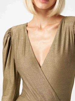 Gestrickte glitzernde Gold-Bodywear / einteiliger Badeanzug