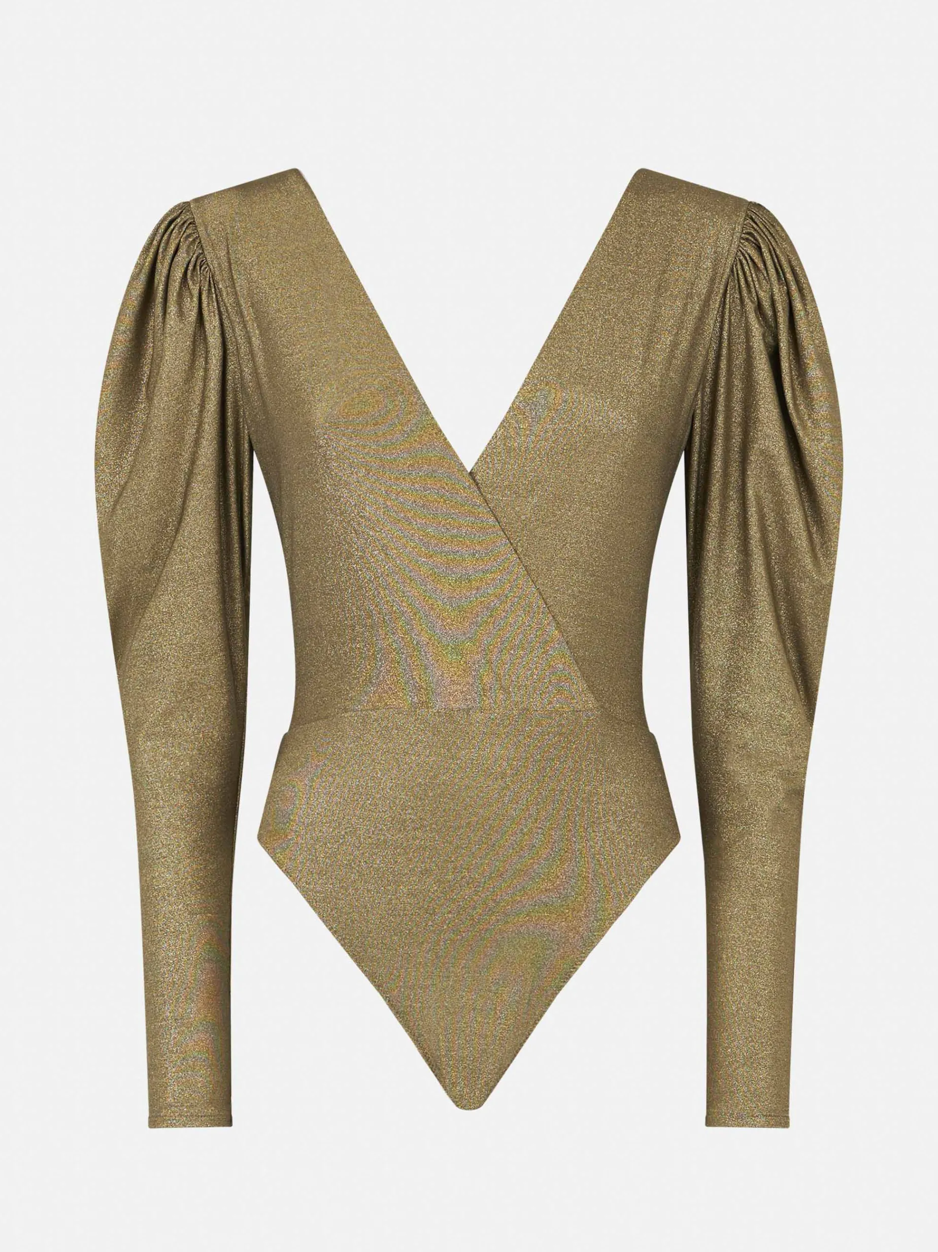 Gestrickte glitzernde Gold-Bodywear / einteiliger Badeanzug