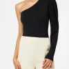 Gestrickter, glitzernder schwarzer One-Shoulder-Badeanzug/Bodywear
