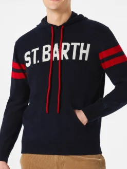 Gestrickter Kapuzenpullover mit St. Barth-Aufdruck