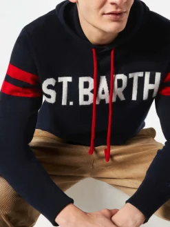 Gestrickter Kapuzenpullover mit St. Barth-Aufdruck