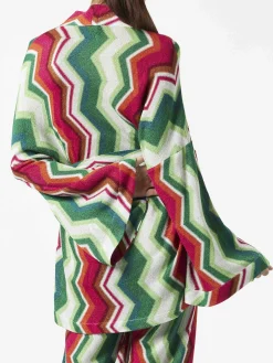 Gestrickter Kimono-Cardigan mit Chevron-Muster