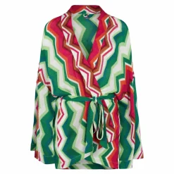 Gestrickter Kimono-Cardigan mit Chevron-Muster