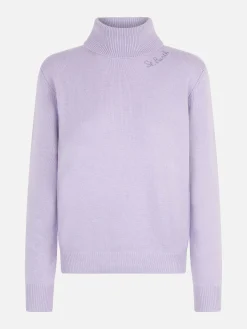 Gestrickter Rollkragenpullover für Damen in Flieder