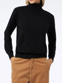 Gestrickter schwarzer Rollkragenpullover für Damen