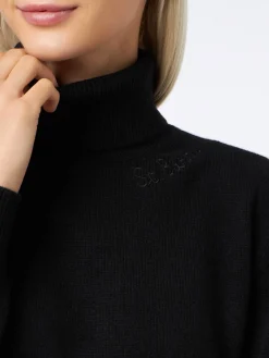 Gestrickter schwarzer Rollkragenpullover für Damen