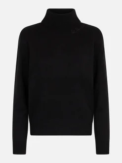 Gestrickter schwarzer Rollkragenpullover für Damen
