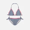 Gingham-Bikini für Mädchen mit Stickerei