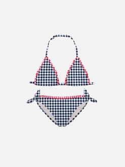 Gingham-Bikini für Mädchen mit Stickerei
