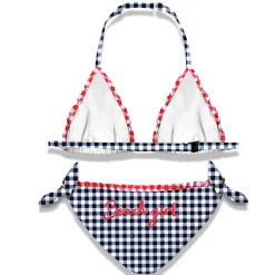 Gingham-Bikini für Mädchen mit Stickerei