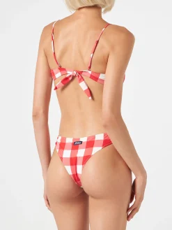 Gingham-Bralette-Bikini mit Ringen