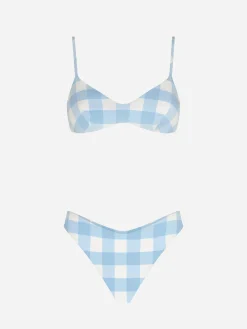 Gingham-Bralette-Bikini mit frecher Badehose