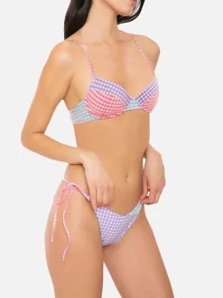 Gingham-Bralette-Bikini mit Bügel