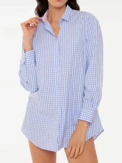 Gingham-Hemd mit St. Barth-Stickerei