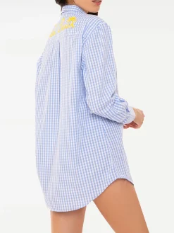 Gingham-Hemd mit St. Barth-Stickerei