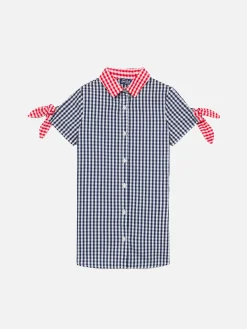 Gingham-Kleid für Mädchen mit St. Barth Princess-Stickerei