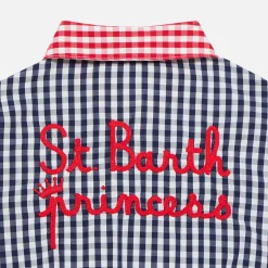 Gingham-Kleid für Mädchen mit St. Barth Princess-Stickerei