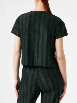 Glitzer-gestreiftes Strickoberteil
