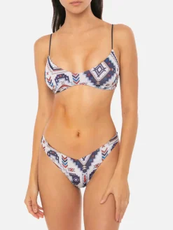 Glitzernder Bralette-Bikini im Azteken-Stil