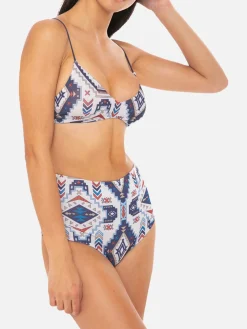 Glitzernder Bralette-Bikini im Azteken-Stil