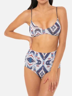 Glitzernder Bralette-Bikini im Azteken-Stil