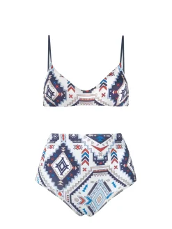 Glitzernder Bralette-Bikini im Azteken-Stil