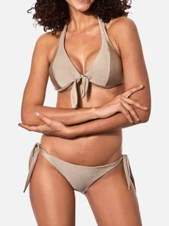 Glänzender taubengrauer Bikini