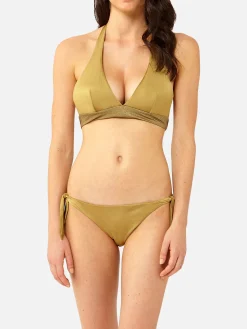 Goldfarbener Bralette-Bikini