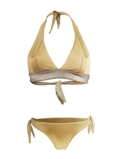 Goldfarbener Bralette-Bikini