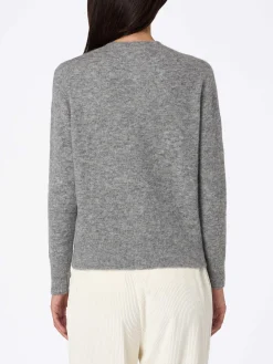 Graue Strickjacke Bellamy für Damen mit silbernen Strasssteinen