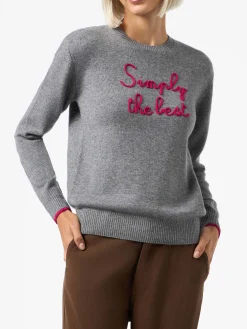 Grauer Damenpullover „New Queen“ mit „Simply the Best“-Stickerei