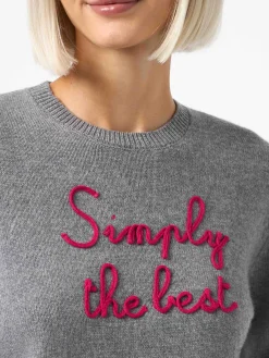 Grauer Damenpullover „New Queen“ mit „Simply the Best“-Stickerei
