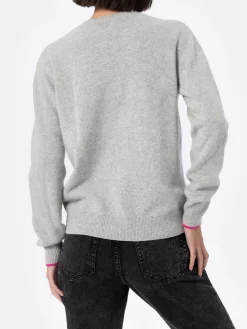 Grauer Damenpullover New Queen mit La vedo grigia-Aufdruck