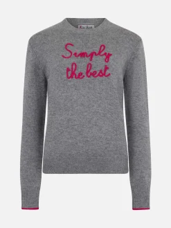 Grauer Damenpullover „New Queen“ mit „Simply the Best“-Stickerei